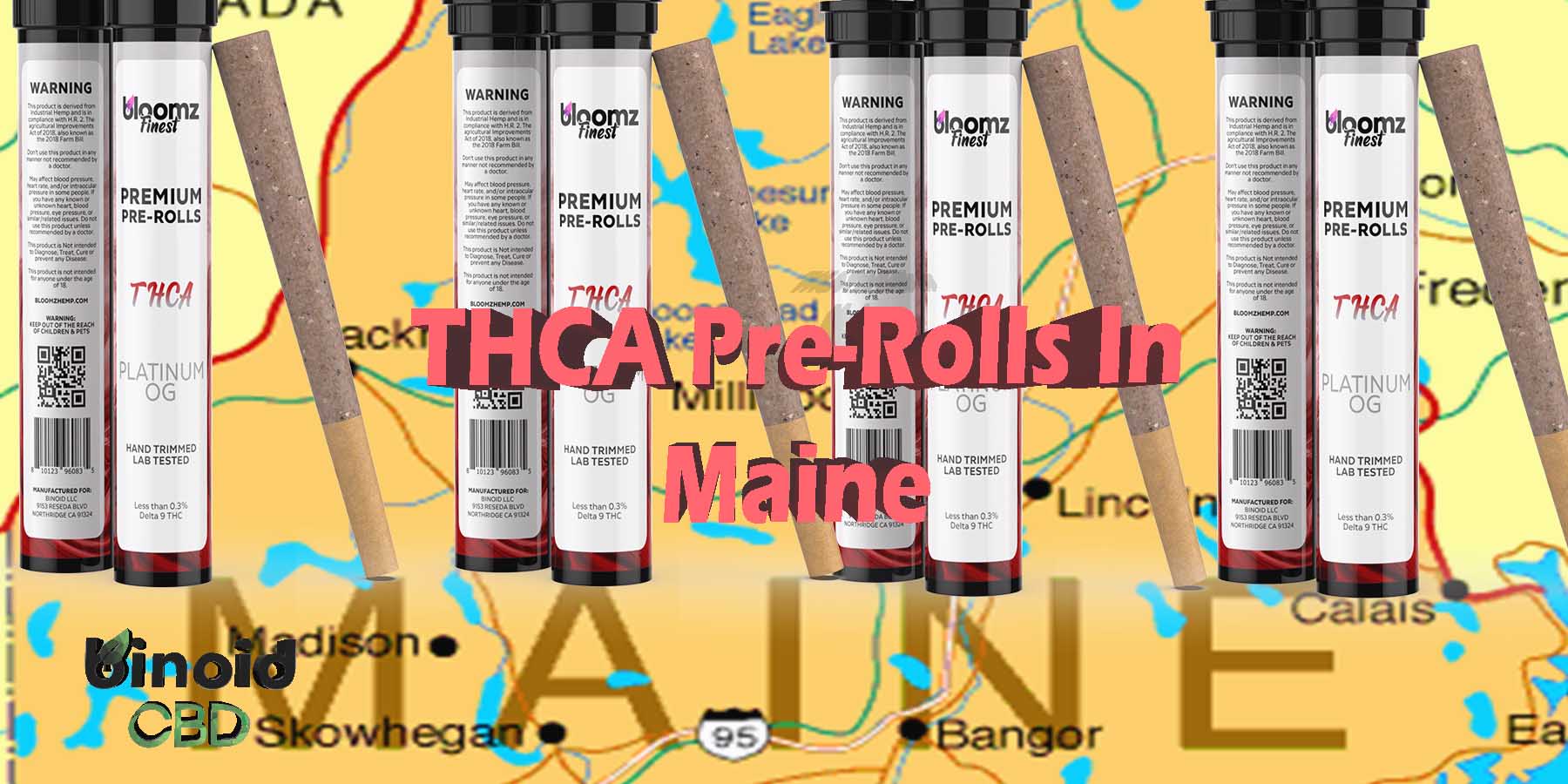 THCA Pre-Rolls In Maine OG Hemp Flower Indica Where To Get Near Me Best Place Lowest Price Coupon Discount Strongest Brand Bloomz